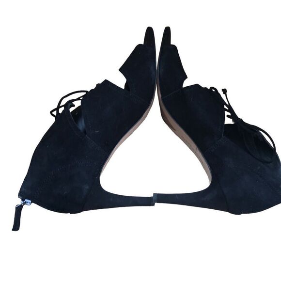 Franco Sarto black suede lace up 4” stiletto open toe size 10M - Picture 7 of 13